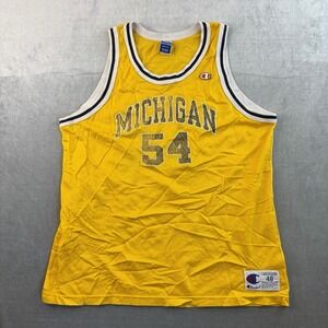 Champion Michigan 54 Basketball‎ Jersey Yellow Vintage Made in USA Size 48